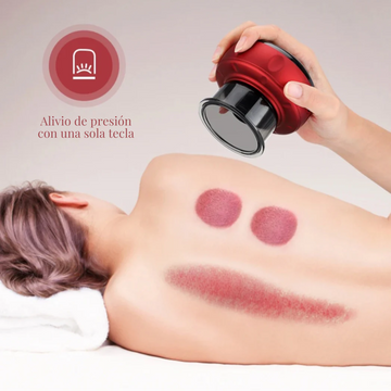 Máquina de terapia de ventosas eléctricas multifunción, ventosa inteligente o masajeador de succión con calor y luz roja.